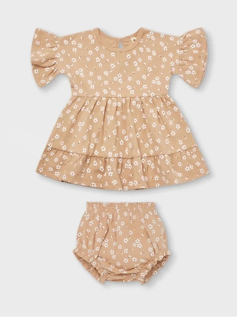 Quincy Mae | Blush Floral Flutter Dress